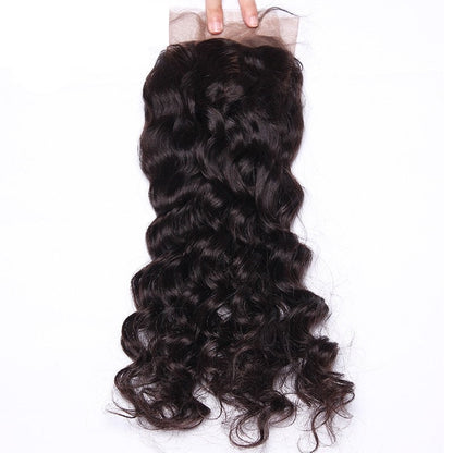 13x4 Lace Frontal Water Wave Unprocessed 100% Human Hair – Transparent Lace, Natural Black
