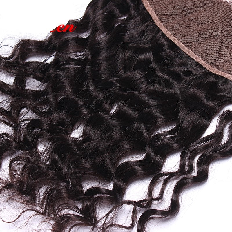 13x4 Lace Frontal Water Wave Unprocessed 100% Human Hair – Transparent Lace, Natural Black
