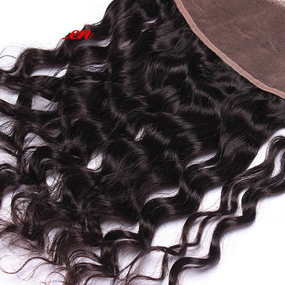13x4 Lace Frontal Water Wave Unprocessed 100% Human Hair – Transparent Lace, Natural Black