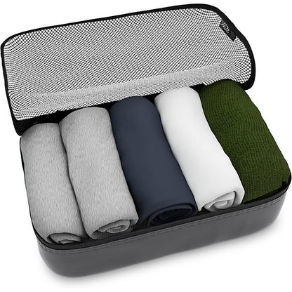 Black Gray Mesh 5 Set Packing Cube Organizers With Laundry Bag