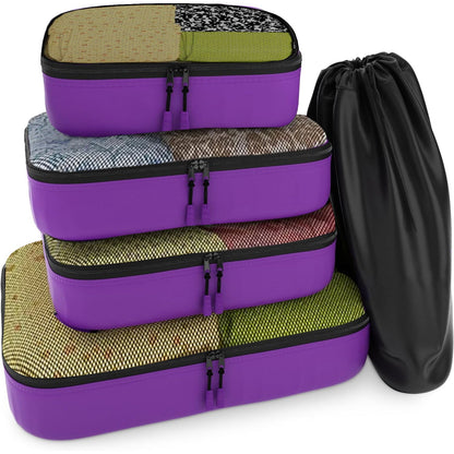 Travel Orchid Purple Mesh 5 Set Packing Cube Organizers With Laundry Bag