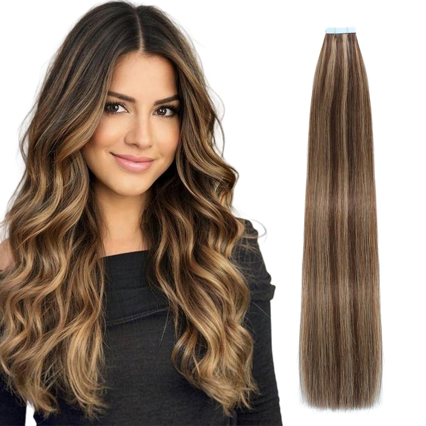 Master Blend Tape In Extensions Human Hair Blended Straight 20 Pcs/Pack, 50 Grams – Ustar Basics, 400°F Safe, Better Hair Less Money