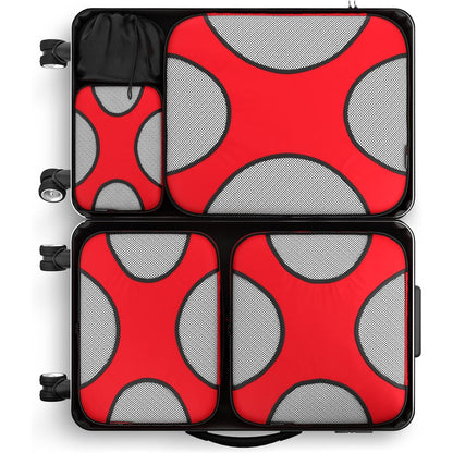 Travel Red Mesh 5 Set Packing Cube Organizers With Laundry Bag