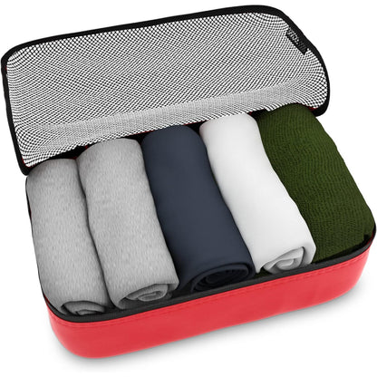 Travel Red Mesh 5 Set Packing Cube Organizers With Laundry Bag