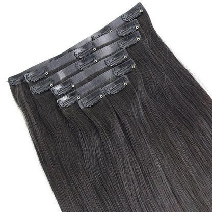 Seamless Clip in Straight Natural Black 7 Pcs Hair Extensions Thick Hair Extensions High Quality Premium Human Hair Clip Ins – Easy Install