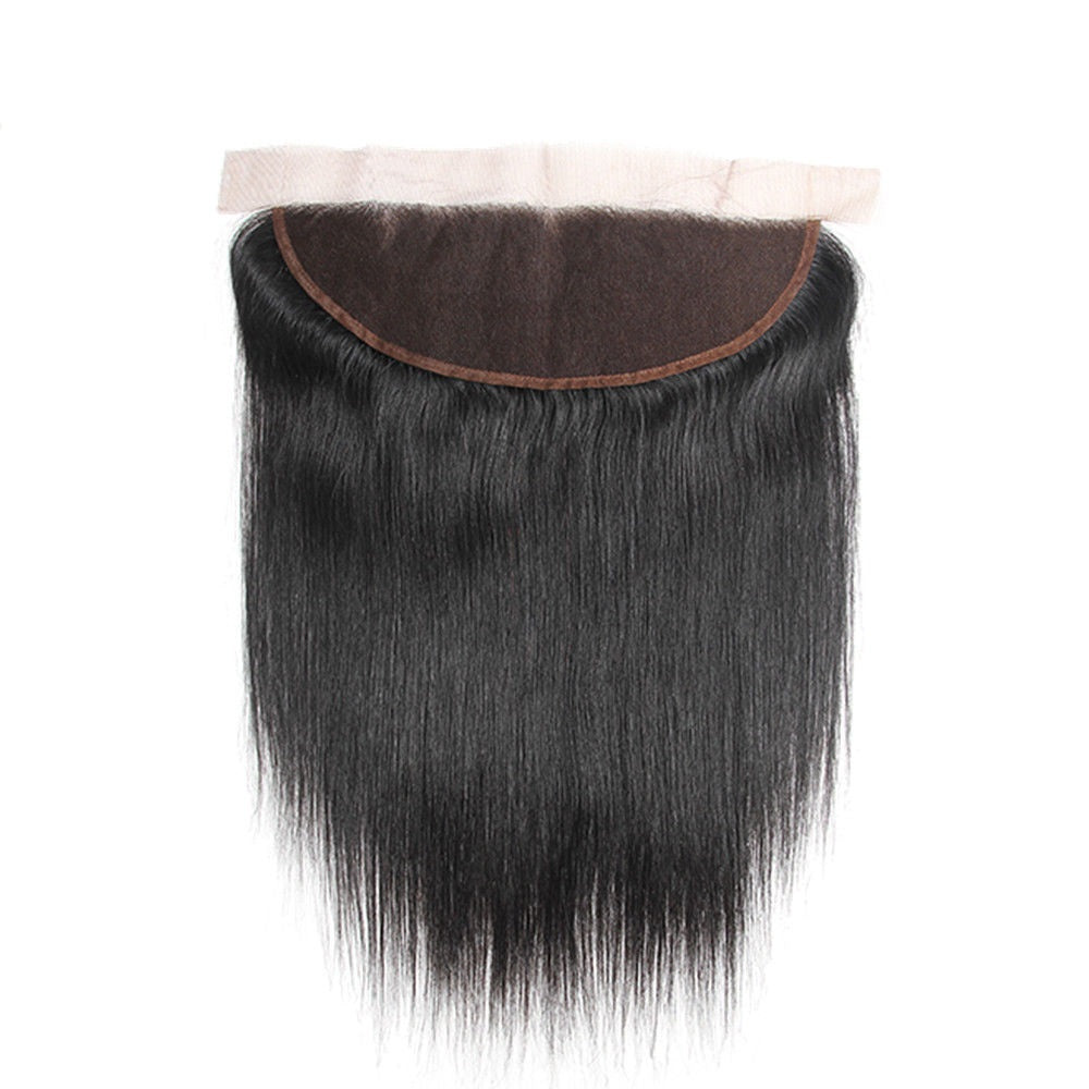 13x4 Lace Frontal Straight Unprocessed 100% Human Hair – Transparent Lace, Natural Black
