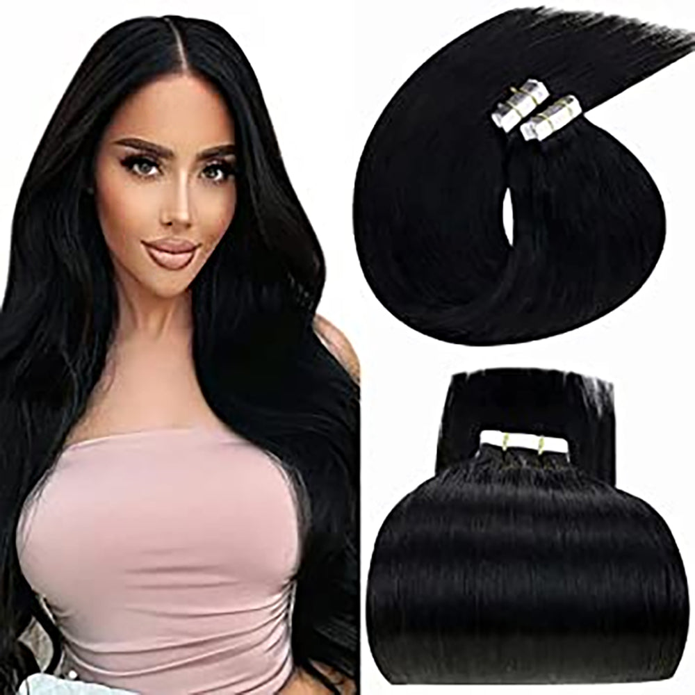 Premium Tape-in Human Hair Natural Color Straight – 20Pcs/Pack, Virgin Raw Hair, No Tangle, Seamless Blend