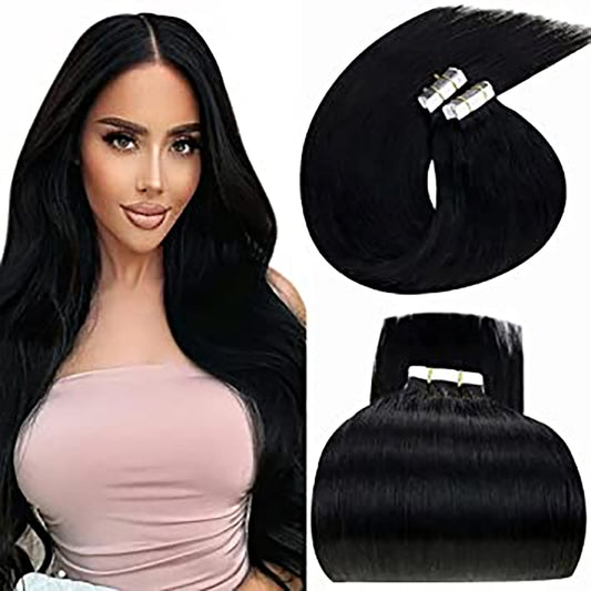Premium Tape-in Human Hair Natural Color Straight – 20Pcs/Pack, Virgin Raw Hair, No Tangle, Seamless Blend