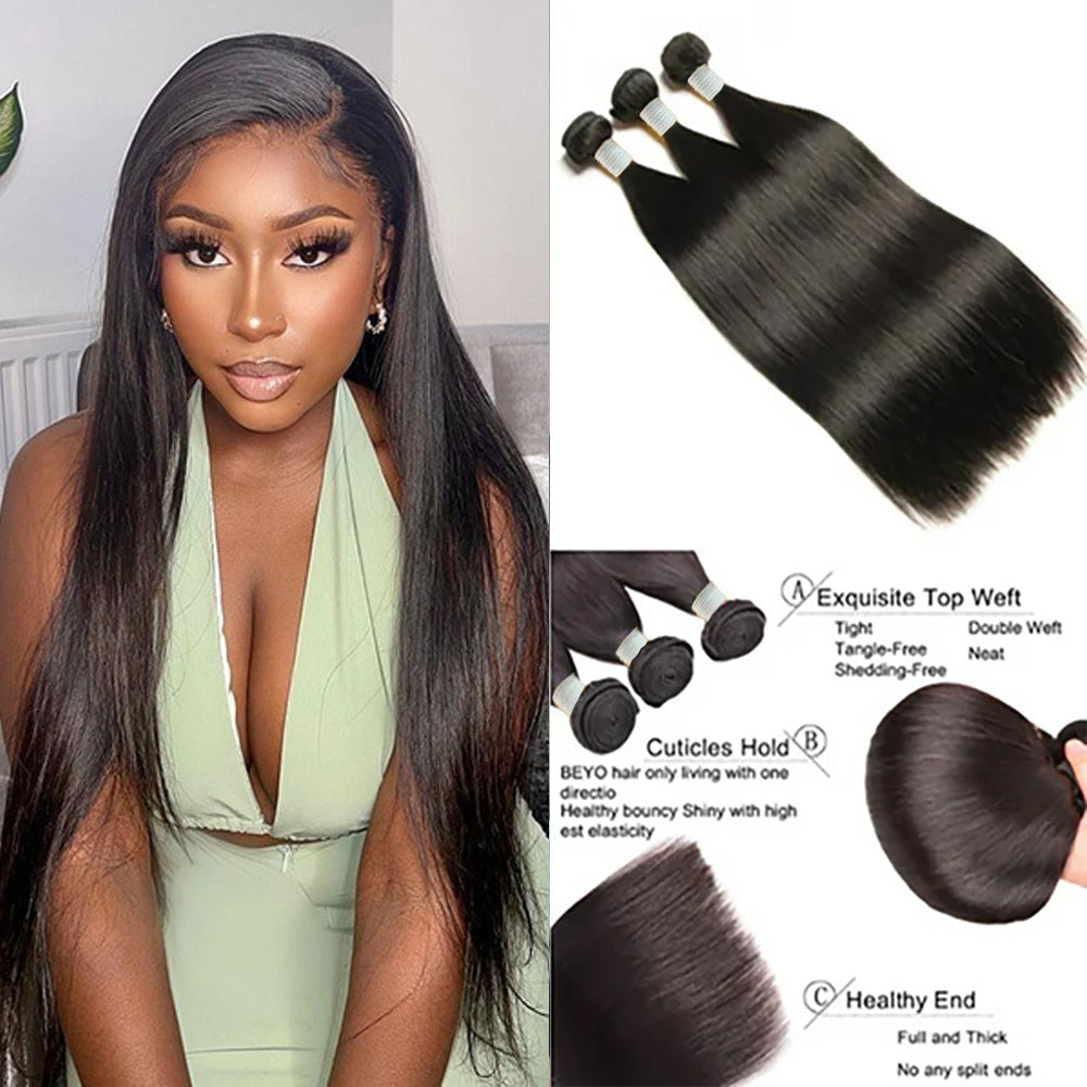 Seasoning Sale 80% OFF Straight 3 Bundles deal 100% Human Hair Affordable India 10"12"14", 12"14"16"  tax return Season on Sale