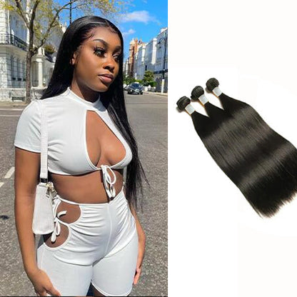 Holiday Deals : 3 bundles Straight Natural black Affordable hair 100 Human Hair on sale