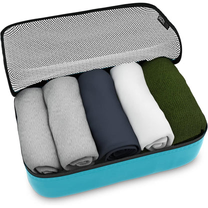 Travel Aqua Teal Mesh 5 Set Packing Cube Organizers With Laundry Bag