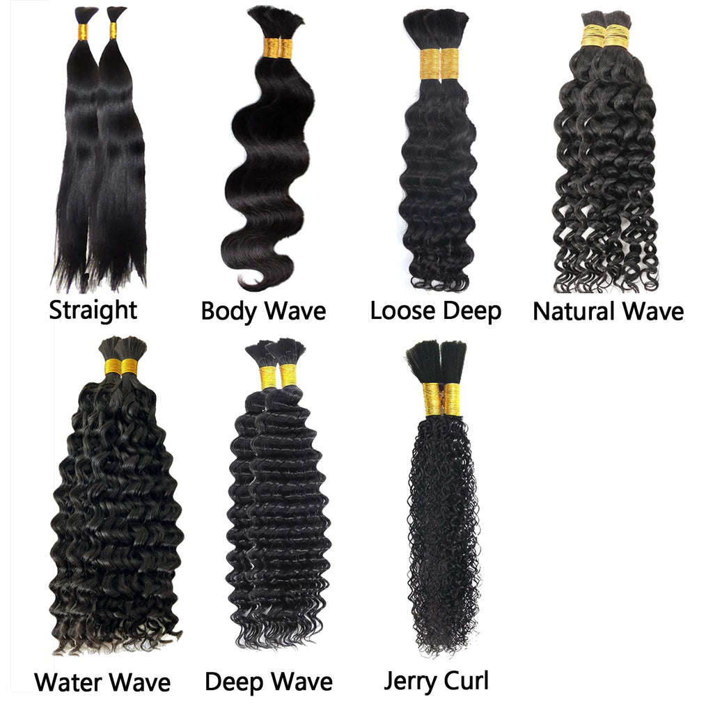 Boho Braiding 100 Human Hair natural black - Straight, Body Wave, Deep Wave, loose deep, Natural Wave, Jerry Curl, Water Wave 100g/pack