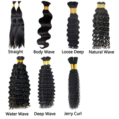 Boho Braiding 100 Human Hair natural black - Straight, Body Wave, Deep Wave, loose deep, Natural Wave, Jerry Curl, Water Wave 100g/pack