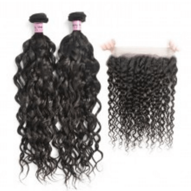  Natural Black Brazilian Virgin Human Hair Water Wave 2 Bundles