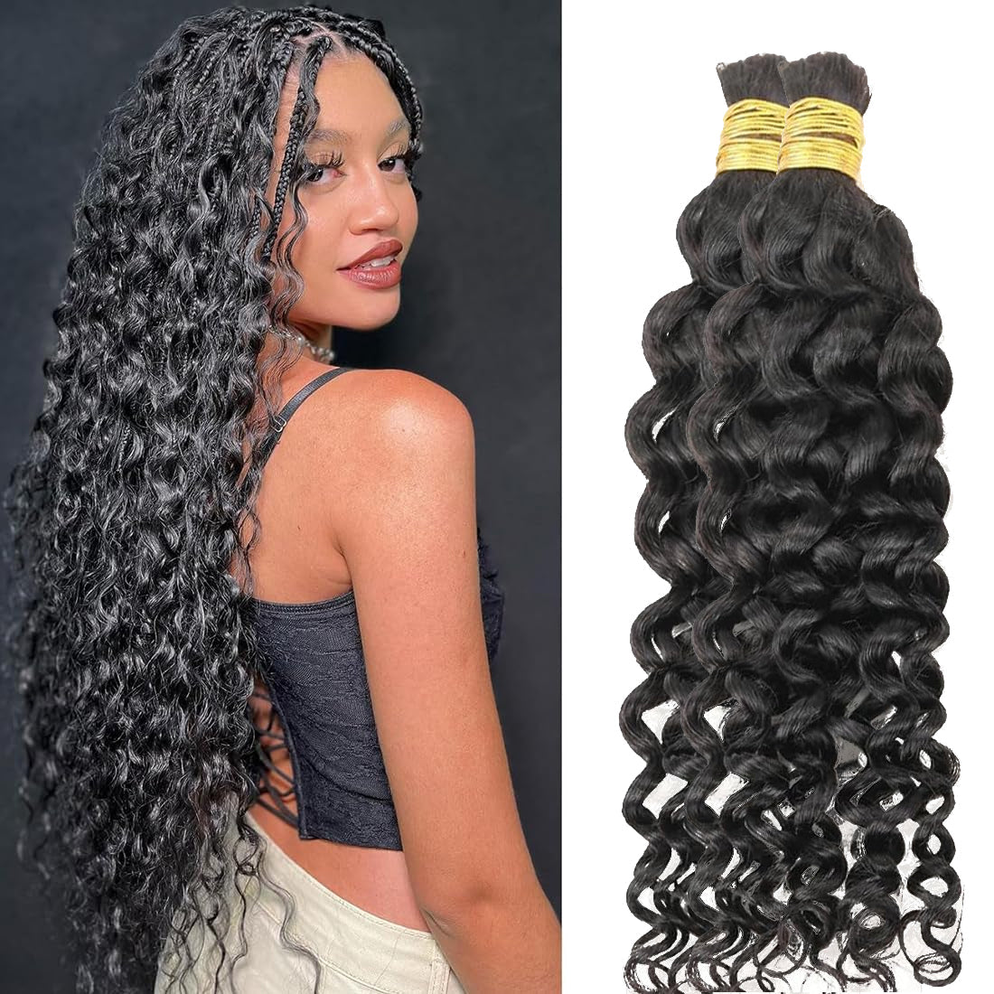 Boho Braiding 100 Human Hair natural black - Straight, Body Wave, Deep Wave, loose deep, Natural Wave, Jerry Curl, Water Wave 100g/pack