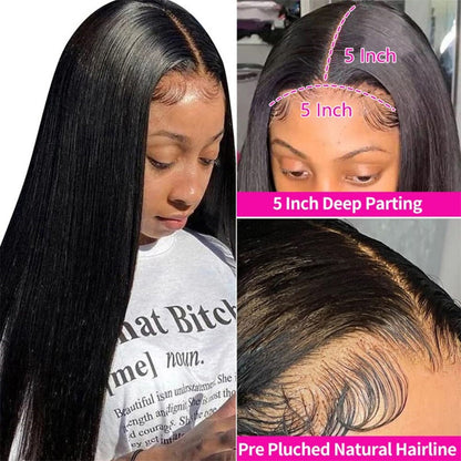 5x5 HD Lace Closure Wig Straight Human Hair Swiss Lace, Skin-melt Lace, Invisible Lace