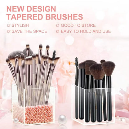 BESTOPE 14 Pcs Makeup Brushes with Case Bag Champagne Gold