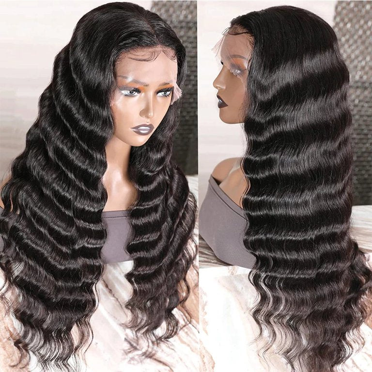 13x4 HD Lace Frontal Wig Deep Wave 200 Density 100% Human HairSwiss high-definition (HD)Lace, Skin-melt Lace, Invisible Lace