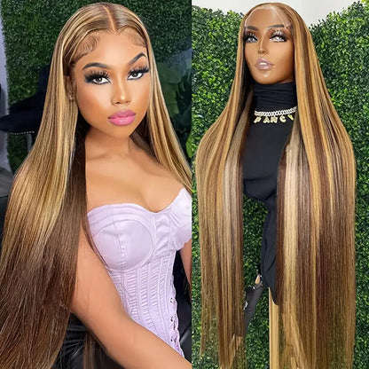 4/27 Highlight Straight Wig – 13x6 HD Lace Full Frontal Up To 42 Inch Human Hair