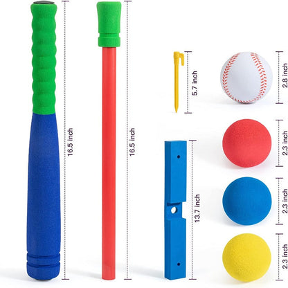 CeleMoon 16.5 Inch Foam T Ball Kids Baseball Softball Bat Set Batting Tee, Blue