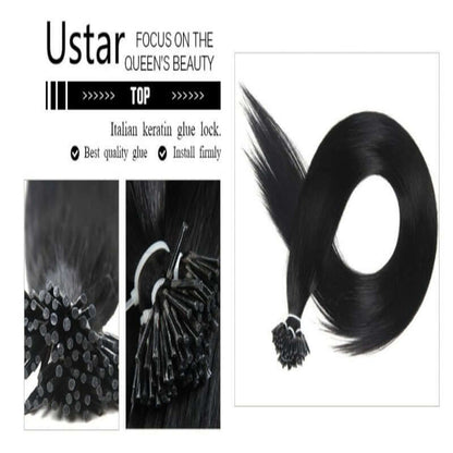 Ustar 100% Human Hair Quality I Tip Straight Hair Extensions #2