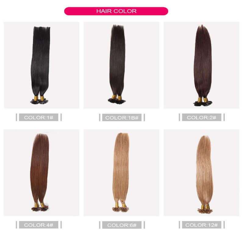 Ustar 100% Human Hair Quality I Tip Straight Hair Extensions #1B