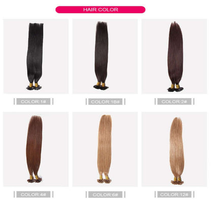 Ustar 100% Human Hair Quality I Tip Straight Hair Extensions #1B