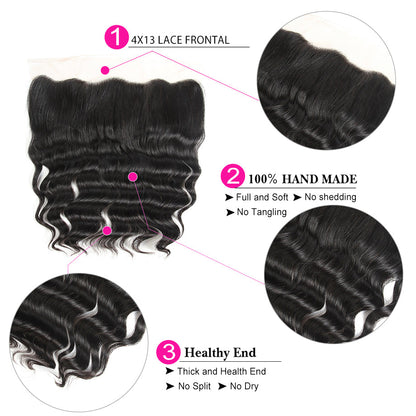 13x4 HD Lace Frontal Deep Wave – Brazilian Virgin Human Hair | Ear-to-Ear, Pre-Plucked, Skin-Melt HD Lace