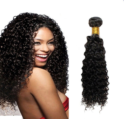 Affordable Jerry Curly Off Black 1B 100% Human Hair Bundles | Sew In, Quick Weave & Ponytail 10"-32"
