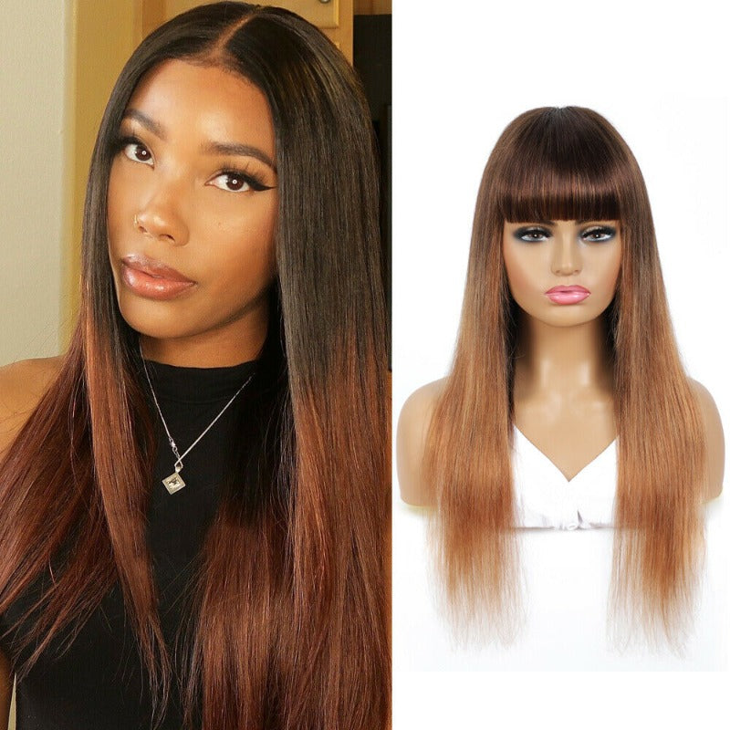 Afro Ombre Brazilian Remy Human Hair Wigs Straight 
