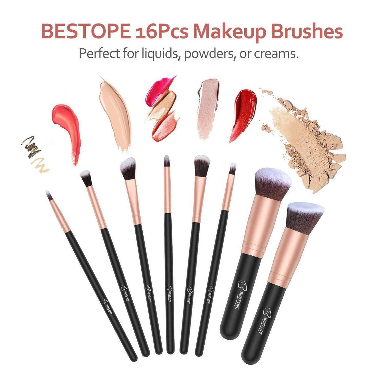 BESTOPE 16 PCs Makeup Brushes Set, Premium Synthetic Brushes