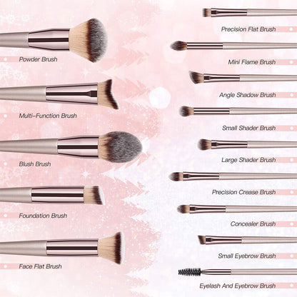 Ustar 14 Pcs Conical Handle Makeup Brushes With Case Bag
