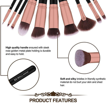 BS-MALL 16pcs+1pcs Makeup Brushes Premium Synthetic Professional Brushes Kit