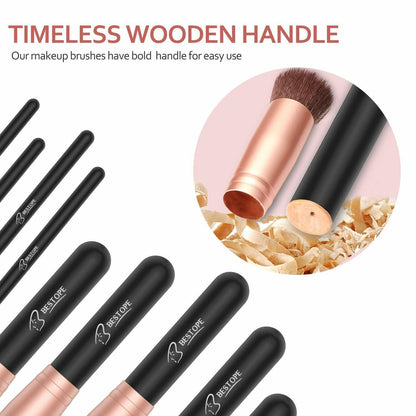 BESTOPE 16 PCs Makeup Brushes Set, Premium Synthetic Brushes