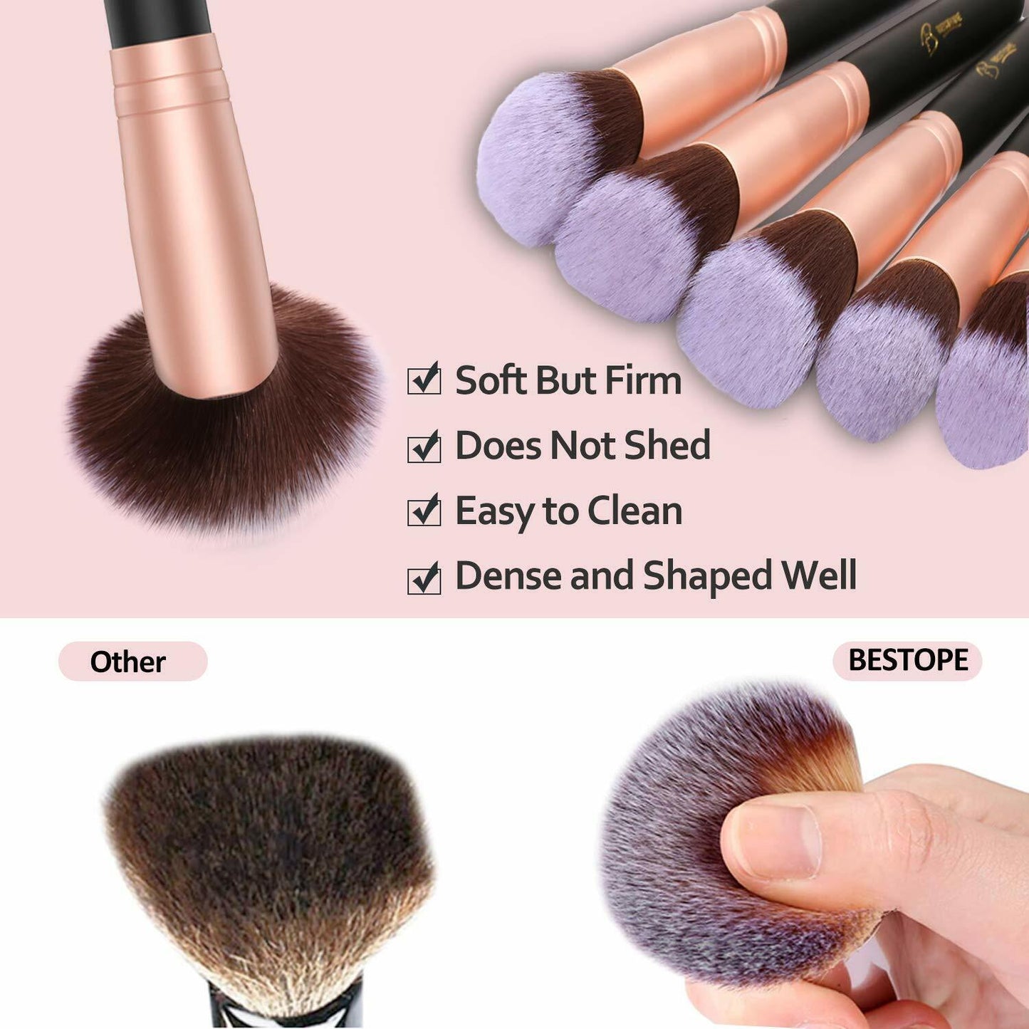 BESTOPE 16 PCs Makeup Brushes Set, Premium Synthetic Brushes
