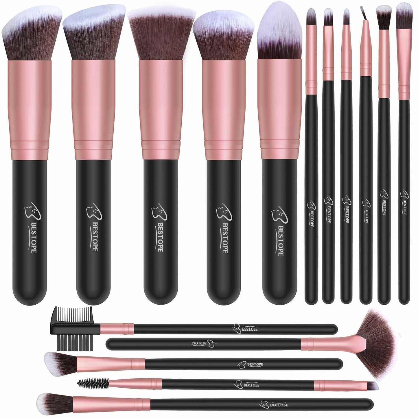 BESTOPE 16 PCs Makeup Brushes Set, Premium Synthetic Brushes