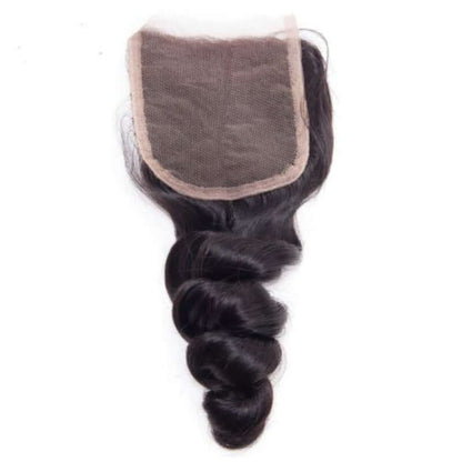 Ustar 100% Human Hair 4X4 Free Part CLOSURE Loose Bouncy
