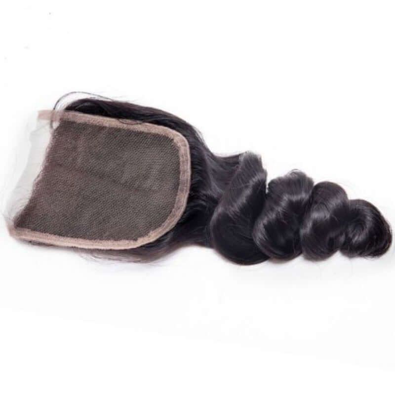Ustar 100% Human Hair 4X4 Free Part CLOSURE Loose Bouncy