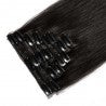 Clip In Premium Hair Extensions Straight High Quality 100% Human Hair – Natural Black, Heat Styleable, Easy Clip-In