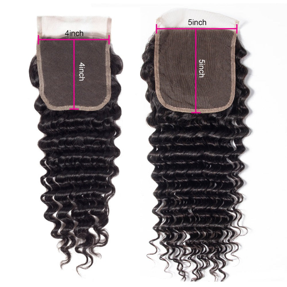 5x5 HD Lace Closure Deep Wave – Natural Black High Quality Human Hair | Pre-Plucked, Skin-Melt HD Lace