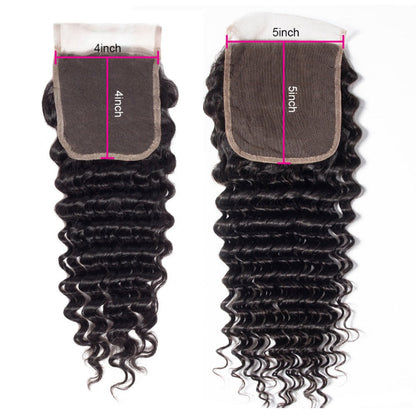 5x5 HD Lace Closure Deep Wave – Natural Black High Quality Human Hair | Pre-Plucked, Skin-Melt HD Lace