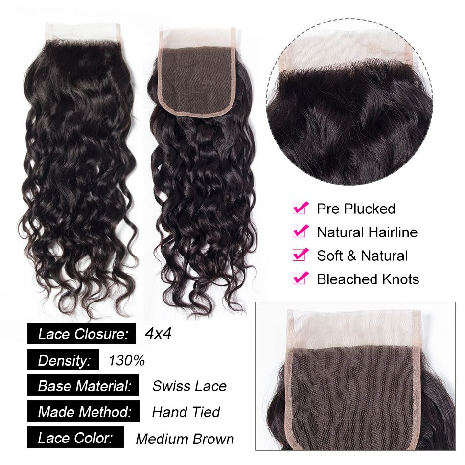 4x4 Jerry Curly Closure Free Part & Middle Part 100% Human Hair Closure – Transparent Lace, Natural Black