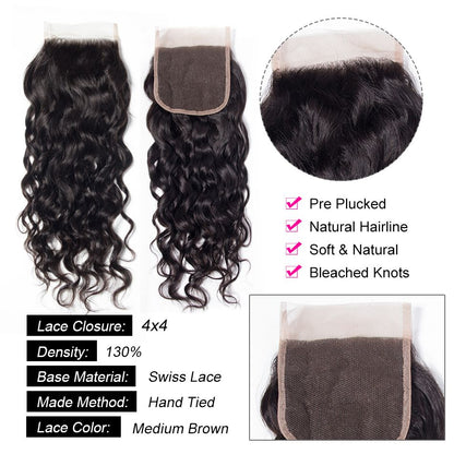 4x4 Jerry Curly Closure Free Part & Middle Part 100% Human Hair Closure – Transparent Lace, Natural Black